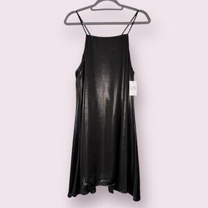 Stone Row Mental 4 Metal Black Silver Metallic Mini Dress Medium